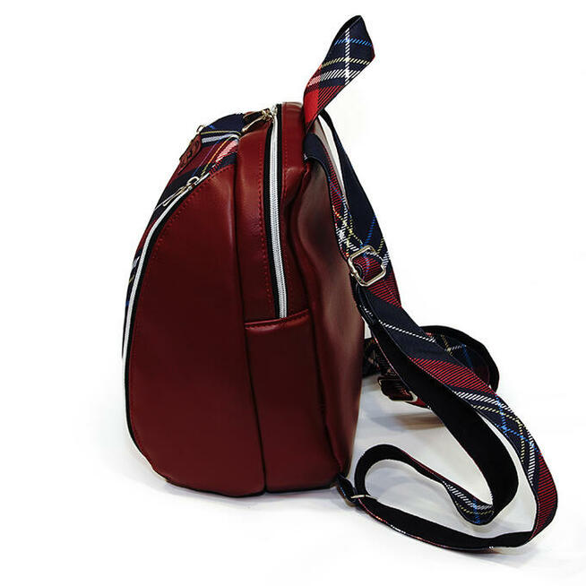 Wyjątkowy Plecak z ekoskóry - Bordo i Kratka