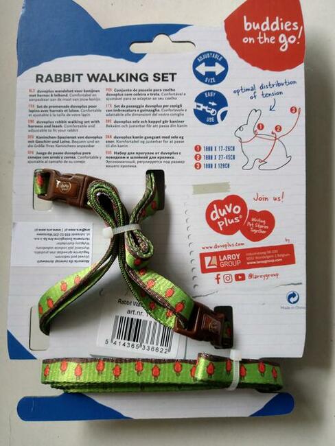 Szelki regulowane ze smyczą dla królika świnki