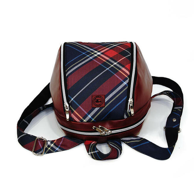 Wyjątkowy Plecak z ekoskóry - Bordo i Kratka