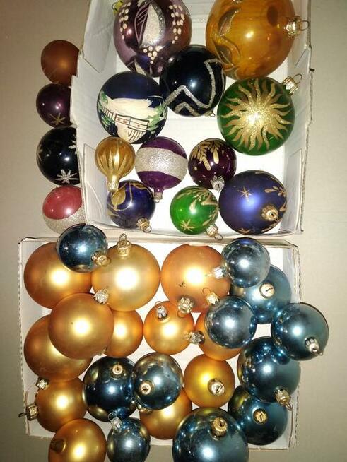 Bombki choinkowe 47 sztuk szklane różne Prl vintage retro