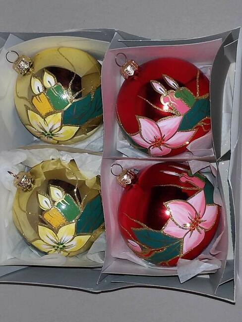 Bombki szklane dekor 4 sztuki Vintage Retro Komozja