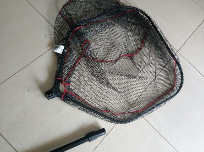 Metalowy podbierak z sztywnym koszem 230cm gumowana s