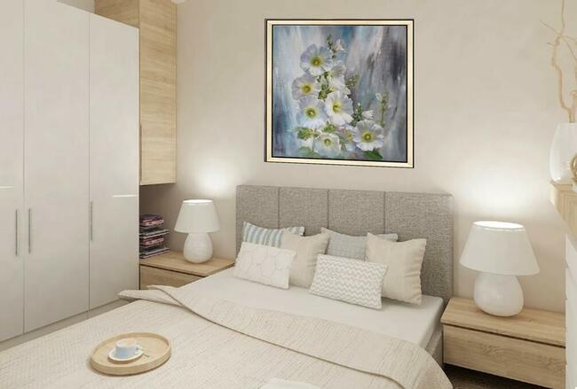 Kwiaty Malwy, ręcznie mal. olejny, L. Olbrycht