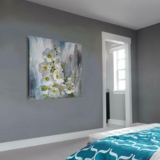 Kwiaty Malwy, ręcznie mal. olejny, L. Olbrycht