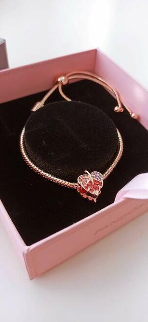 Bransoletka regulowana+charms Lśniący Liść+PUDEŁKO PANDORA