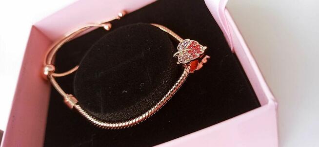 Bransoletka regulowana+charms Lśniący Liść+PUDEŁKO PANDORA