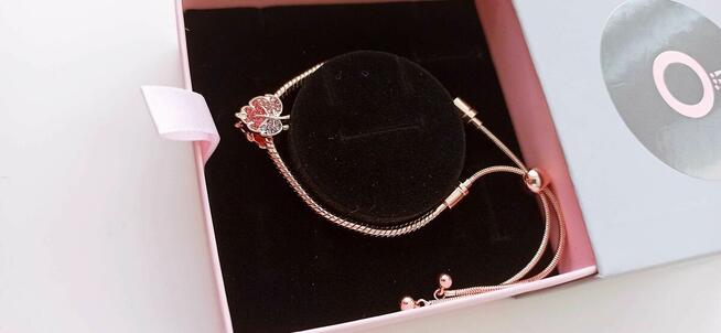 Bransoletka regulowana+charms Lśniący Liść+PUDEŁKO PANDORA