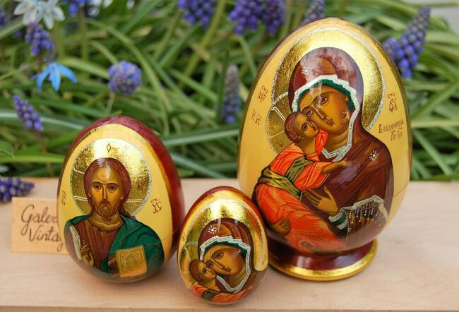 Jajko rosyjskie, pisanka, ikona Matka Boża Włodzimierska