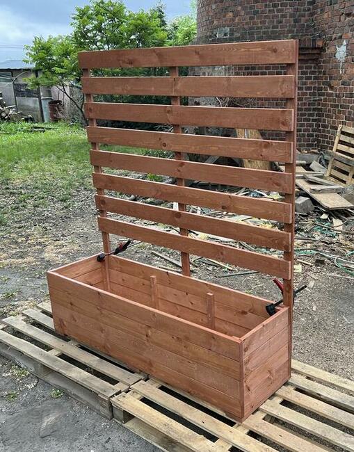 Drewniana donica z pergolą 80x40x160cm donice ogrodowe Wymia