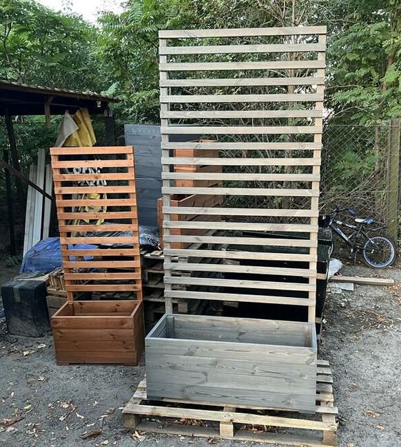 Drewniana donica z pergolą 80x40x160cm donice ogrodowe Wymia