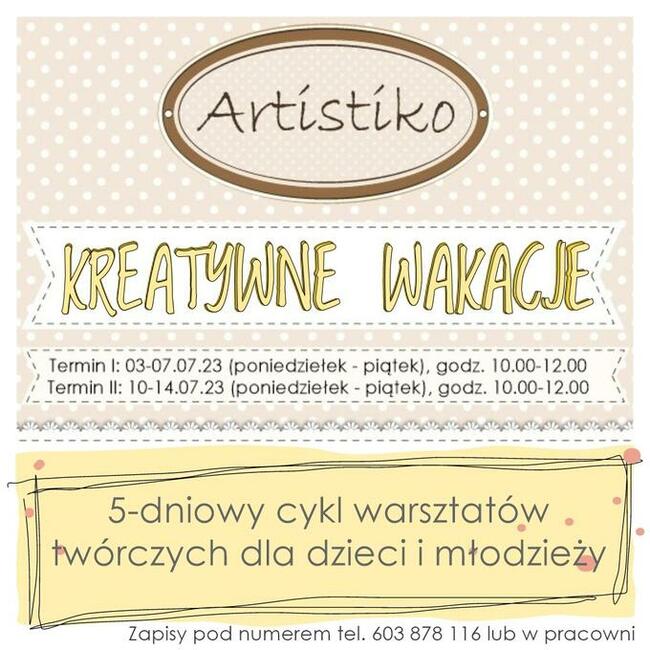 KREATYWNE WAKACJE warsztaty dla dzieci Szczecinek
