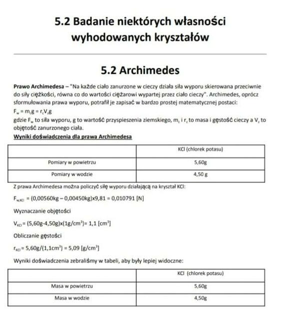 Badanie niektórych własności kryształów - Sprawozdanie