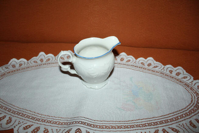 Stary mlecznik Porcelana Wałbrzych Niebieski pasek