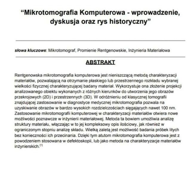 “Mikrotomografia Komputerowa - Sprawozdanie