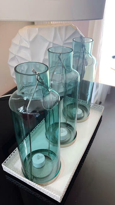 Świecznik lampion DUKA SOL zielone szkło (salon/ogódek)