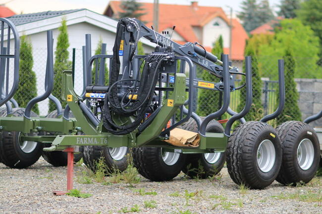 PRZYCZEPA LEŚŃA SAMOZAŁADOWCZA FARMA 6t DŹWIG ŻURAW HDS 3.8m