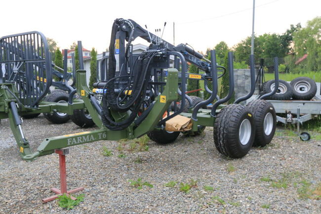 PRZYCZEPA LEŚŃA SAMOZAŁADOWCZA FARMA 6t DŹWIG ŻURAW HDS 3.8m