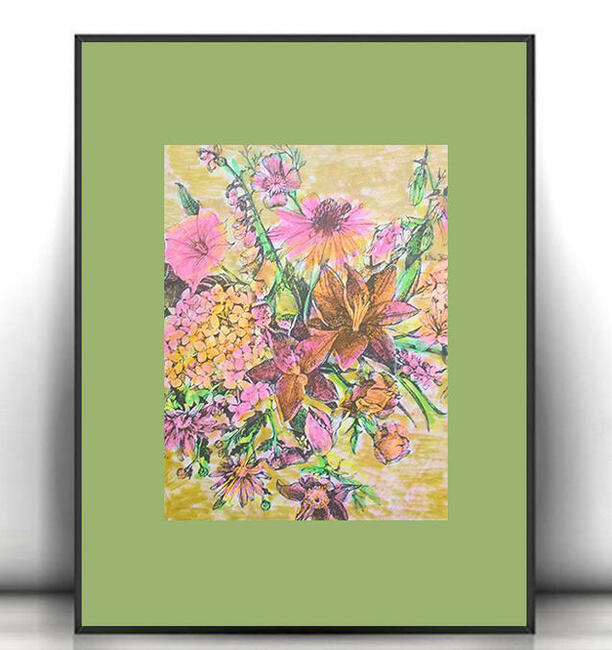 bukiet plakat A4, mały obrazek z kwiatkami 21x30