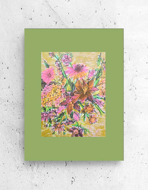 bukiet plakat A4, mały obrazek z kwiatkami 21x30