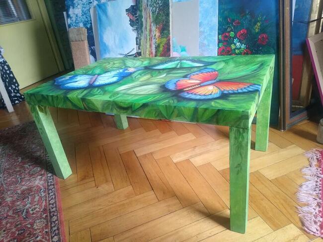 Stoł, ława, malowane meble, oryginalne meble