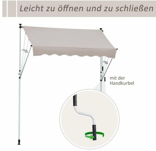 markiza ochrona przed słońcem składane ramię korba ręczna