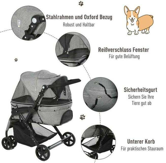 Wózek dla zwierząt wózek dla psa wózek dla kota z czterema k