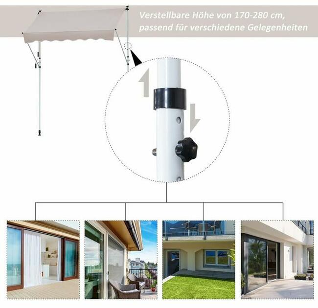 markiza ochrona przed słońcem składane ramię korba ręczna