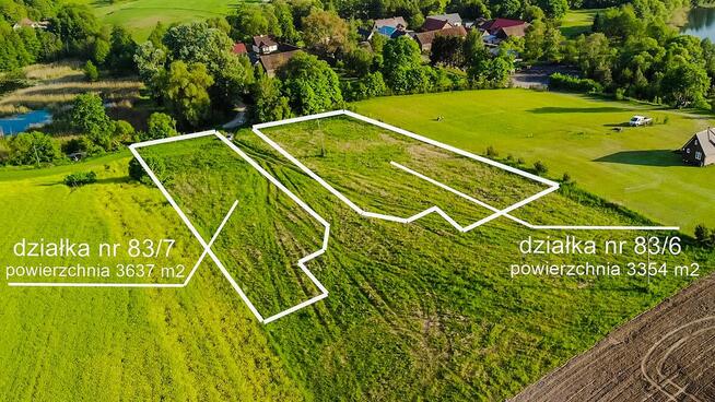 Działki tylko 30m od jeziora Sunowo - piękny widok