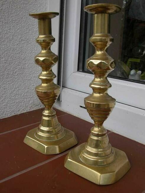 kolekcjonerskie mosiężne świeczniki komplet 1