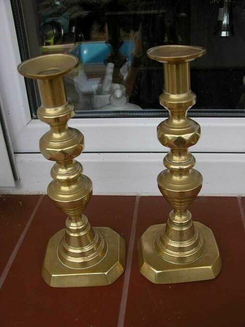 kolekcjonerskie mosiężne świeczniki komplet 1