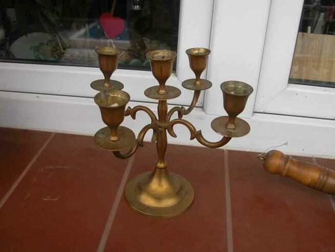 mosiężny świecznik 5 ramion
