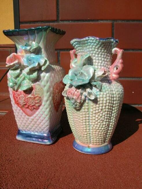 porcelanowe wazoniki perłowe 2 sztuki