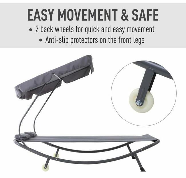 LEŻAK DWUOSOBOWY Z DASZKIEM STAL szary