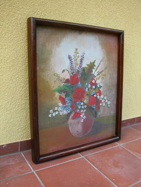 stary obraz olej na płótnie 74/63cm