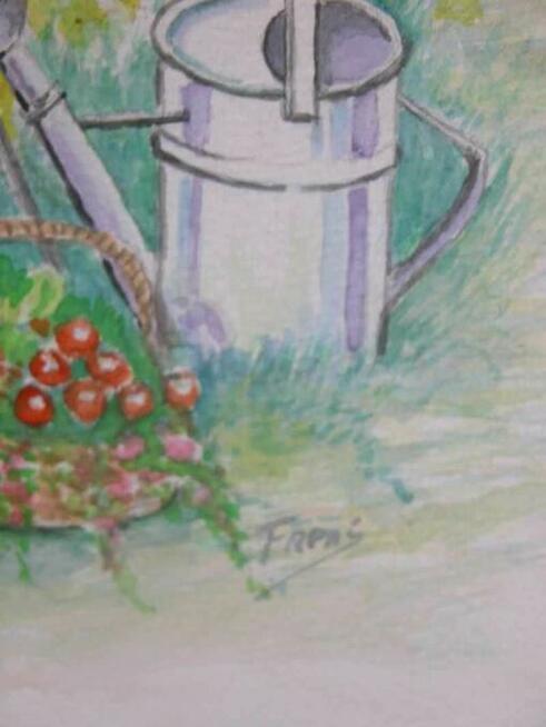 kolekcjonerski sygnowany obraz akwarela 40/32cm