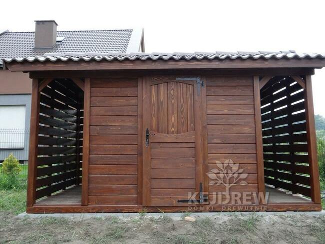 Drewutnia z domkiem gospodarczym wiata drewniana