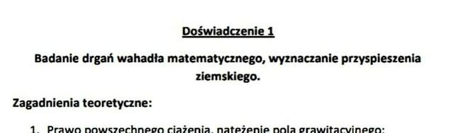 Badanie drgań wahadła matematycznego - Sprawozdanie