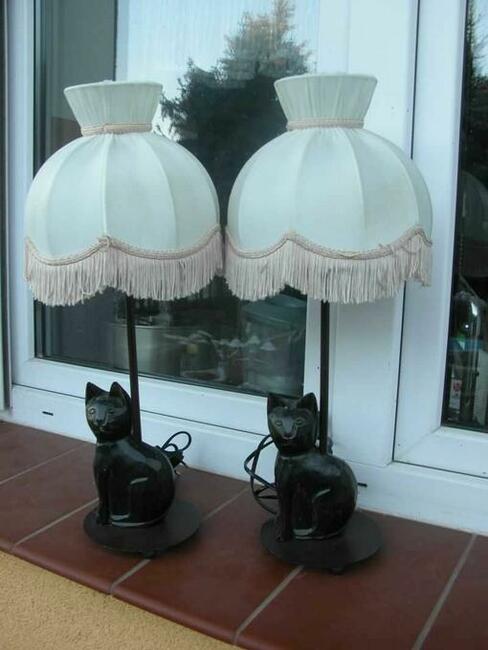 kolekcjonerska lampa lampki koty z abażurem