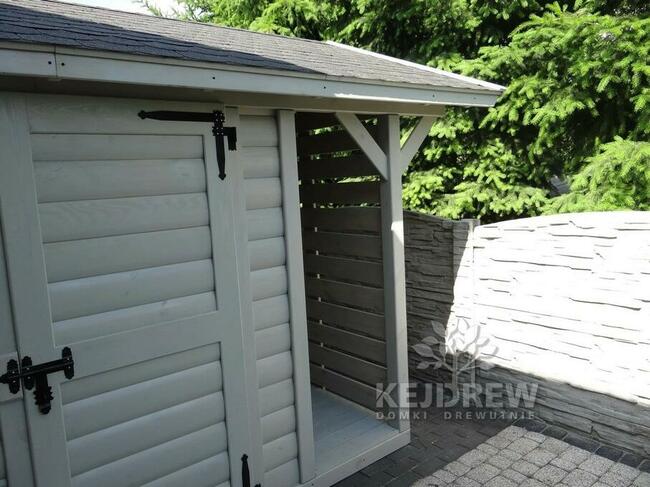 Domek z wiatą na kosz zadaszenie na kosz domki drewniane