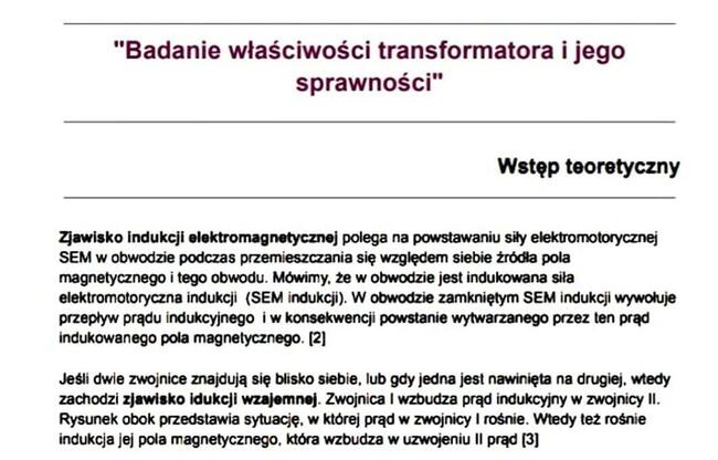 Badanie właściwości transformatora - Sprawozdanie