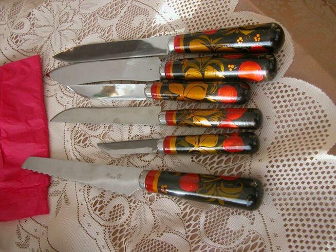 Chochłoma noże sztuka rosyjska ręczna malatura