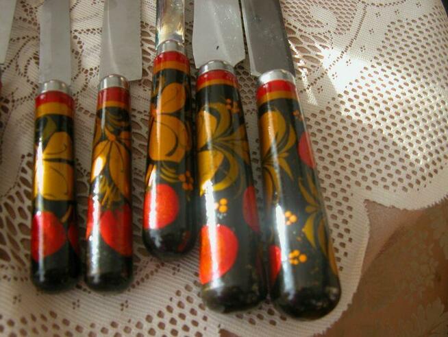 Chochłoma noże sztuka rosyjska ręczna malatura