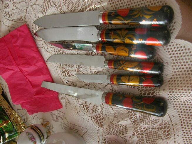 Chochłoma noże sztuka rosyjska ręczna malatura