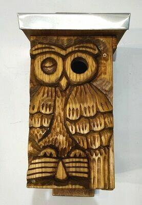 domek dla ptaków, budka lęgowa, sowa otwór w oku