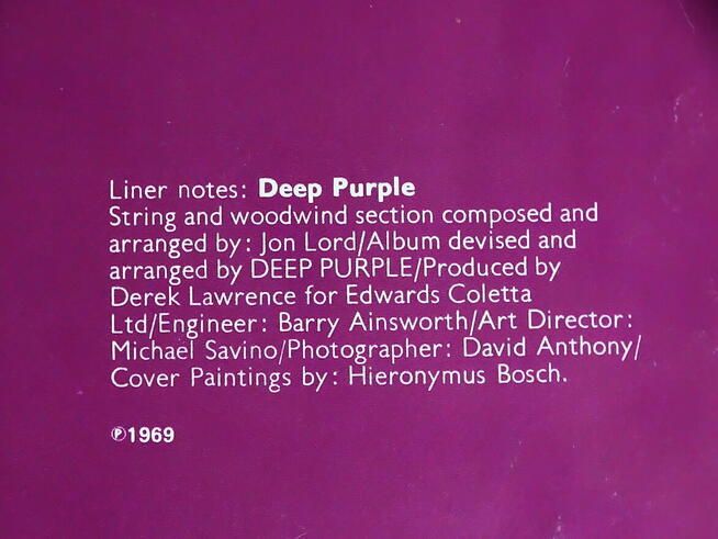 DEEP PURPLE – DEEP PURPLE LP WINYL 1969 R. LABEL : HARVEST –