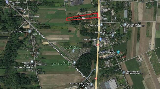 działka inwestycyjna przy trasie Łodź - Katowice DK91