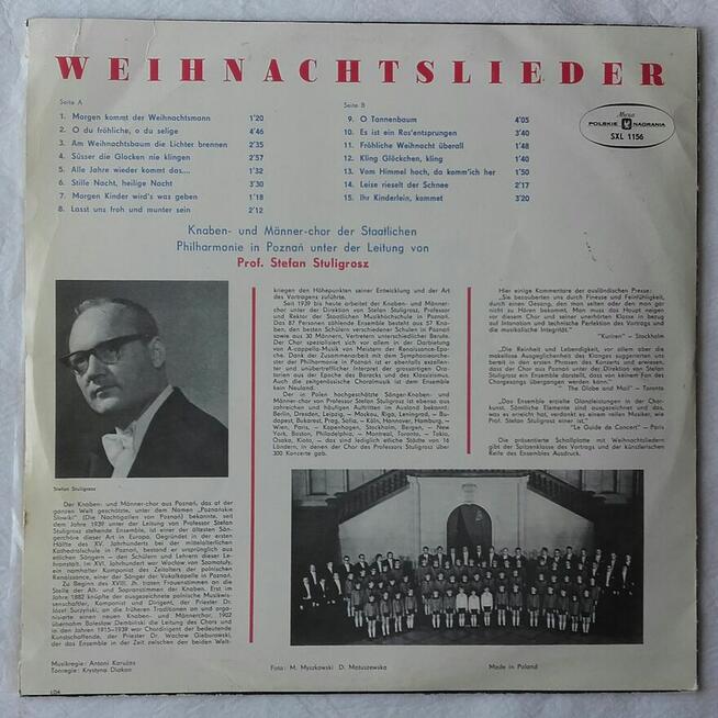 Chór Poznańskie Słowiki śpiewa kolędy, winyl ok. 1975 r.