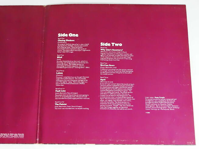 DEEP PURPLE – DEEP PURPLE LP WINYL 1969 R. LABEL : HARVEST –