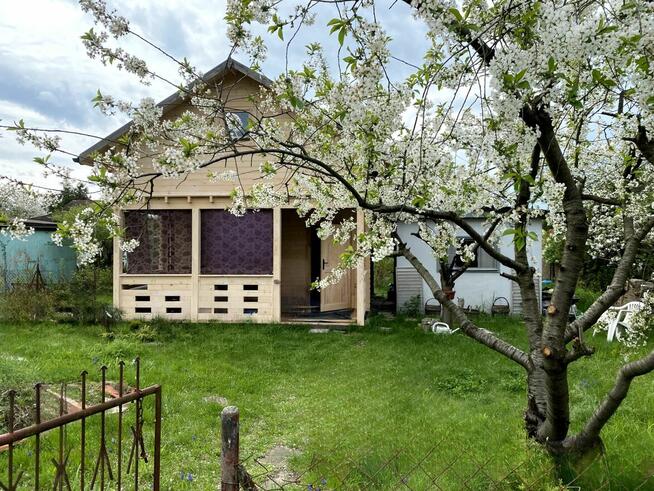 Działka ROD z dwupoziomowym domkiem w Warszawie