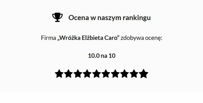Wróżka Elżbieta Caro - I miejsce w rankingu wróżek